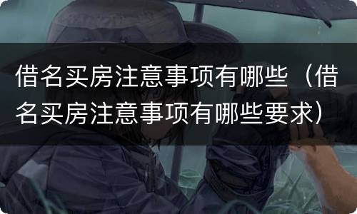 借名买房注意事项有哪些（借名买房注意事项有哪些要求）