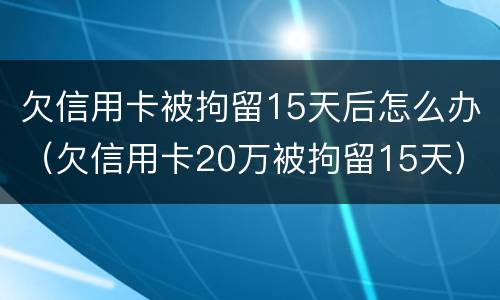 欠信用卡被拘留15天后怎么办（欠信用卡20万被拘留15天）