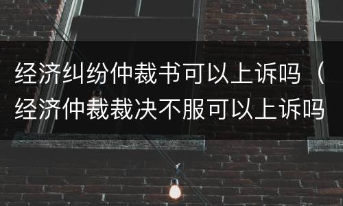 经济纠纷仲裁书可以上诉吗（经济仲裁裁决不服可以上诉吗）