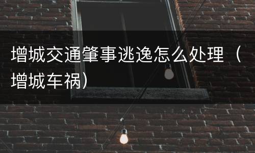 增城交通肇事逃逸怎么处理(增城车祸) 增城交通肇事逃逸怎么处理(增城车祸)