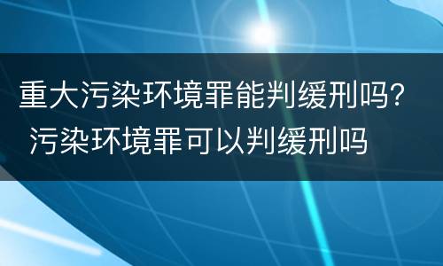 重大污染环境罪能判缓刑吗？ 污染环境罪可以判缓刑吗