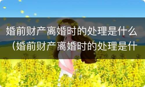 婚前财产离婚时的处理是什么（婚前财产离婚时的处理是什么法律）