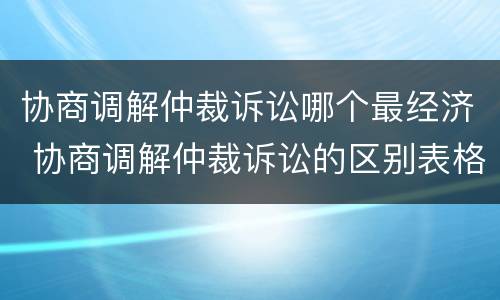 协商调解仲裁诉讼哪个最经济 协商调解仲裁诉讼的区别表格