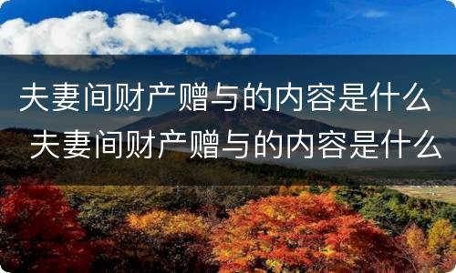 夫妻间财产赠与的内容是什么 夫妻间财产赠与的内容是什么样的