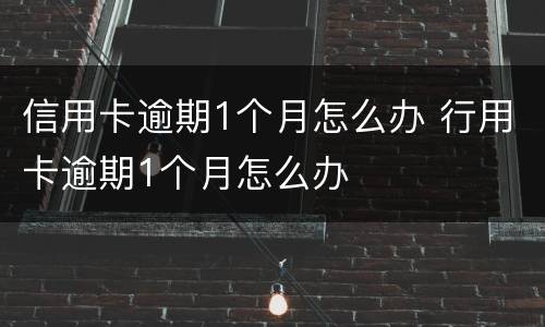 信用卡逾期1个月怎么办 行用卡逾期1个月怎么办