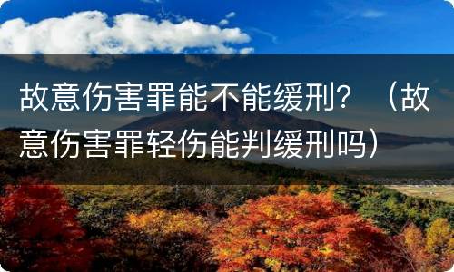 故意伤害罪能不能缓刑？（故意伤害罪轻伤能判缓刑吗）