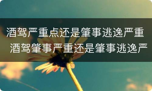 酒驾严重点还是肇事逃逸严重 酒驾肇事严重还是肇事逃逸严重