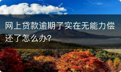 网上贷款逾期了实在无能力偿还了怎么办？