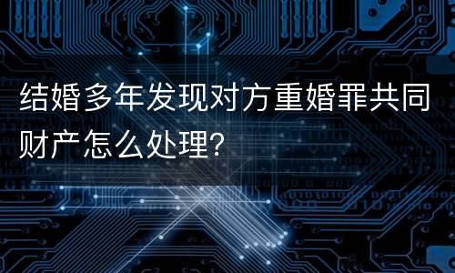 结婚多年发现对方重婚罪共同财产怎么处理？
