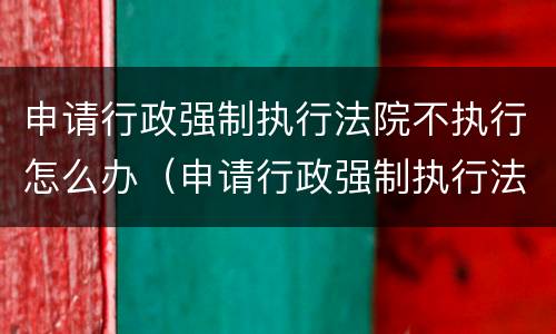 申请行政强制执行法院不执行怎么办（申请行政强制执行法院不执行怎么办呢）