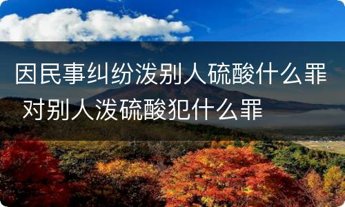 因民事纠纷泼别人硫酸什么罪 对别人泼硫酸犯什么罪