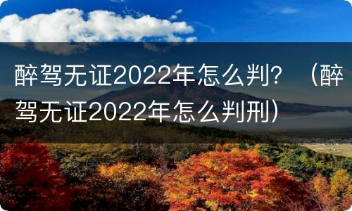 醉驾无证2022年怎么判？（醉驾无证2022年怎么判刑）