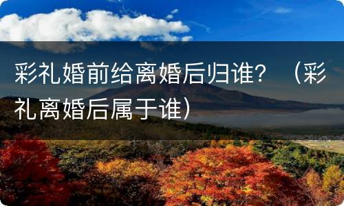 彩礼婚前给离婚后归谁？（彩礼离婚后属于谁）