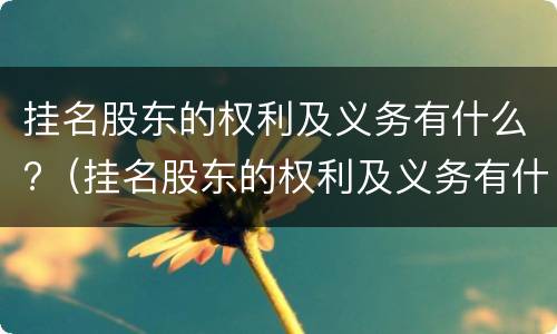 挂名股东的权利及义务有什么?（挂名股东的权利及义务有什么作用）