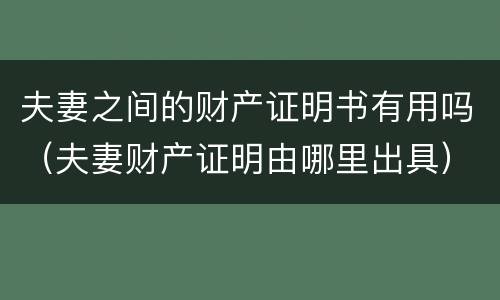 夫妻之间的财产证明书有用吗（夫妻财产证明由哪里出具）
