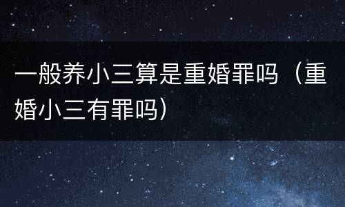 一般养小三算是重婚罪吗（重婚小三有罪吗）