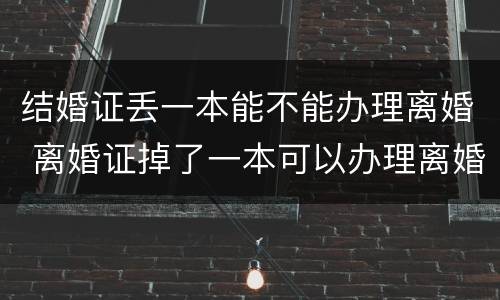 结婚证丢一本能不能办理离婚 离婚证掉了一本可以办理离婚吗