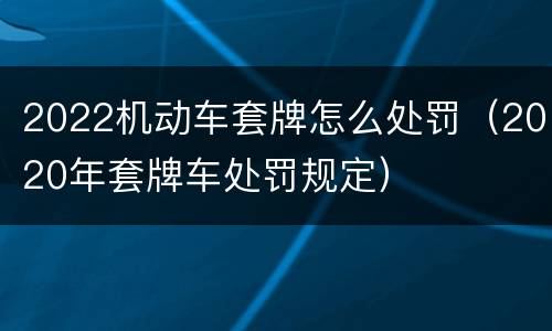 2022机动车套牌怎么处罚（2020年套牌车处罚规定）
