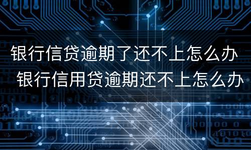 银行信贷逾期了还不上怎么办 银行信用贷逾期还不上怎么办