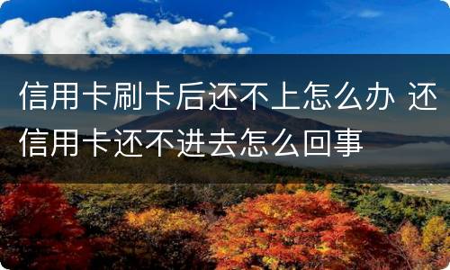 信用卡刷卡后还不上怎么办 还信用卡还不进去怎么回事