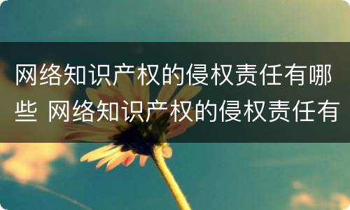 网络知识产权的侵权责任有哪些 网络知识产权的侵权责任有哪些类型