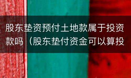 股东垫资预付土地款属于投资款吗（股东垫付资金可以算投资了吗）