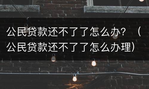 公民贷款还不了了怎么办？（公民贷款还不了了怎么办理）