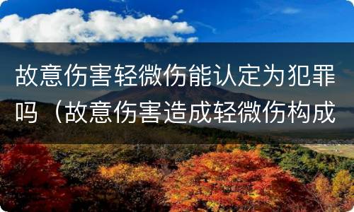 故意伤害轻微伤能认定为犯罪吗（故意伤害造成轻微伤构成犯罪吗）