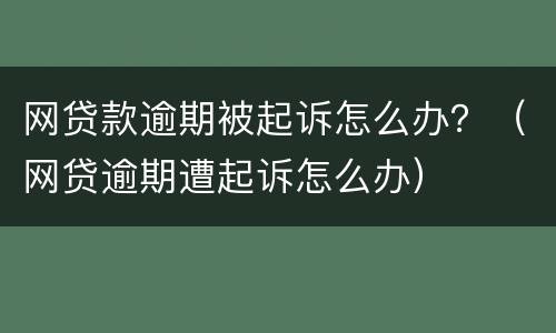 网贷款逾期被起诉怎么办？（网贷逾期遭起诉怎么办）