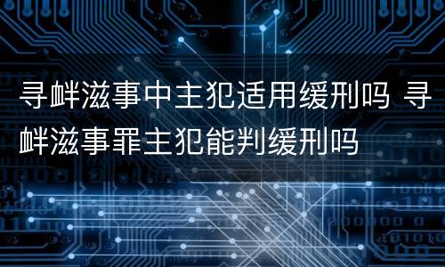 寻衅滋事中主犯适用缓刑吗 寻衅滋事罪主犯能判缓刑吗
