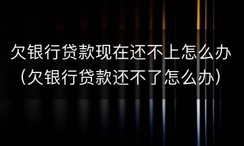 欠银行贷款现在还不上怎么办（欠银行贷款还不了怎么办）