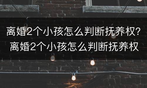 离婚2个小孩怎么判断抚养权？ 离婚2个小孩怎么判断抚养权问题