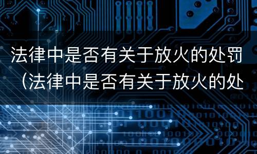 法律中是否有关于放火的处罚（法律中是否有关于放火的处罚依据）