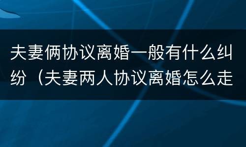 夫妻俩协议离婚一般有什么纠纷（夫妻两人协议离婚怎么走程序）