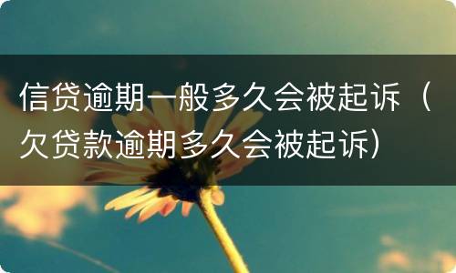 信贷逾期一般多久会被起诉（欠贷款逾期多久会被起诉）