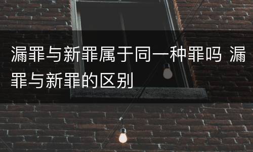 漏罪与新罪属于同一种罪吗 漏罪与新罪的区别