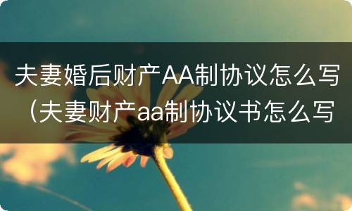 夫妻婚后财产AA制协议怎么写(夫妻财产aa制协议书怎么写) 夫妻婚后财产AA制协议怎么写(夫妻财产aa制协议书怎么写)