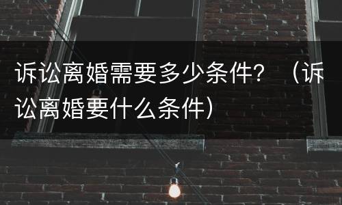 诉讼离婚需要多少条件？（诉讼离婚要什么条件）