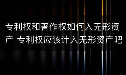 专利权和著作权如何入无形资产 专利权应该计入无形资产吧