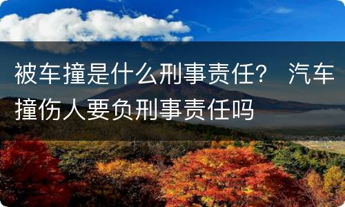 被车撞是什么刑事责任？ 汽车撞伤人要负刑事责任吗