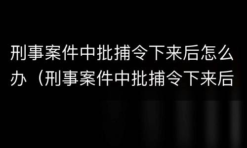 刑事案件中批捕令下来后怎么办（刑事案件中批捕令下来后怎么办呢）