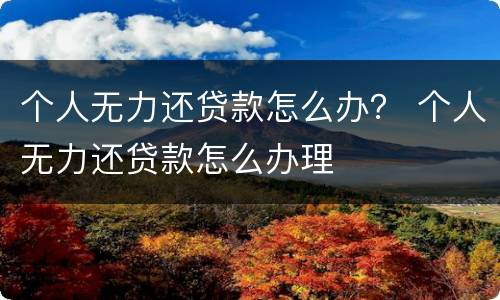 个人无力还贷款怎么办？ 个人无力还贷款怎么办理