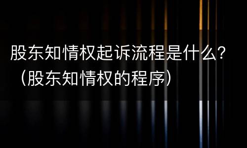 股东知情权起诉流程是什么？（股东知情权的程序）