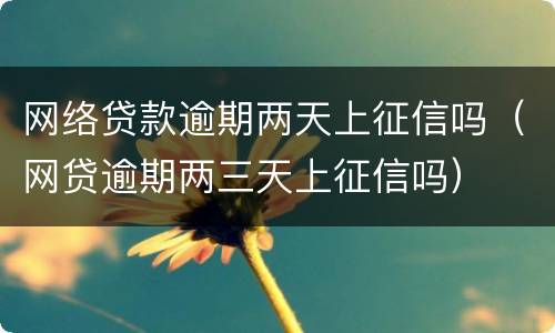 网络贷款逾期两天上征信吗（网贷逾期两三天上征信吗）