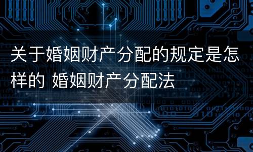 关于婚姻财产分配的规定是怎样的 婚姻财产分配法