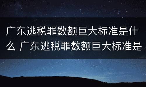 广东逃税罪数额巨大标准是什么 广东逃税罪数额巨大标准是什么