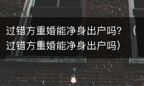 过错方重婚能净身出户吗？（过错方重婚能净身出户吗）