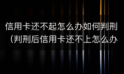 信用卡还不起怎么办如何判刑（判刑后信用卡还不上怎么办）
