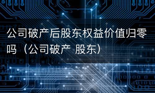 公司破产后股东权益价值归零吗（公司破产 股东）
