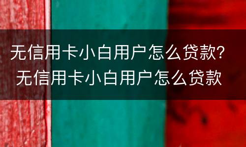 无信用卡小白用户怎么贷款？ 无信用卡小白用户怎么贷款